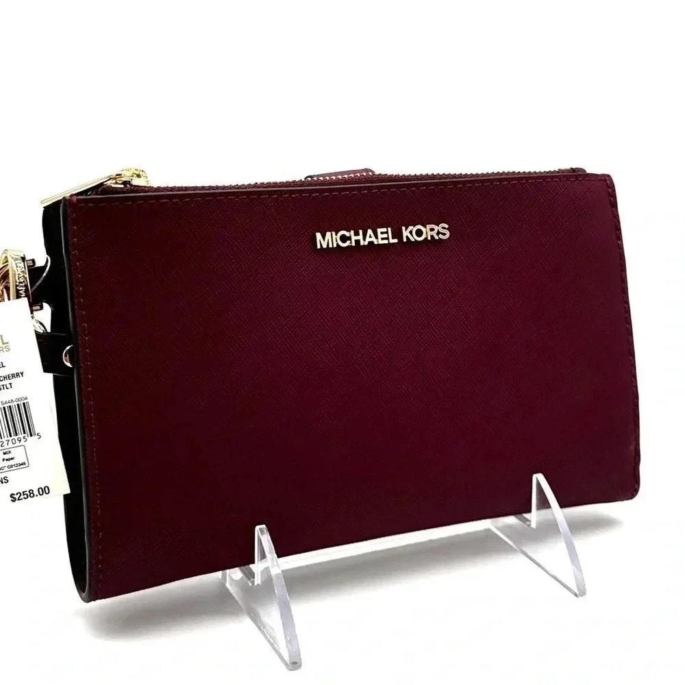 Michael Kors Large Double Zip Wallet Wristlet Dark Cherry (NWT)